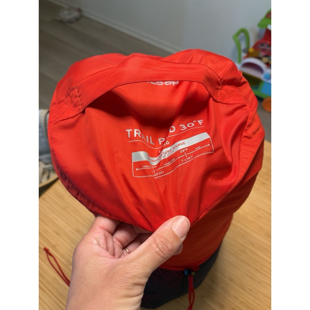 REI Trail Pod 30*F -Long Mummy Bag Red Brown Sleeping Camping BAG ONLY 86x32